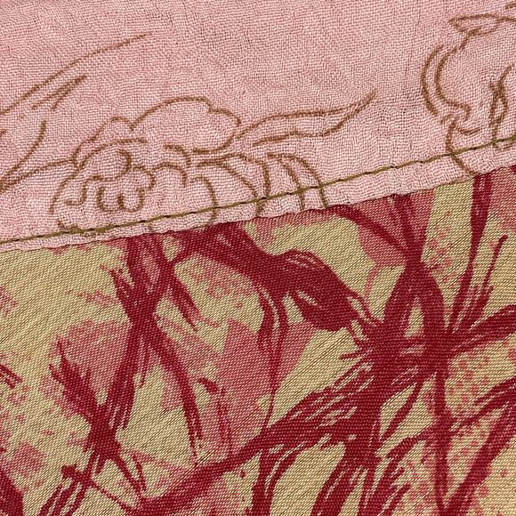 Silk Skirt L Peasant Boho Flare Reversible Wrap Midi Layered Tie Side Pink - Picture 5 of 11